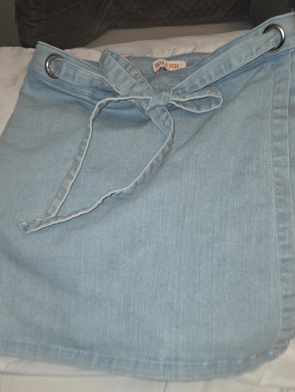Light Denim Relaxed Women’s Shorts , Skirt  with Tie Waist